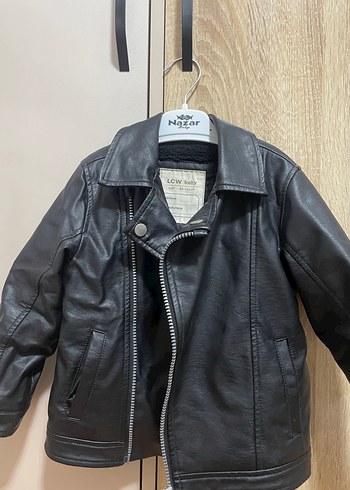 Erkek Çocuk Siyah Deri Biker Ceket
