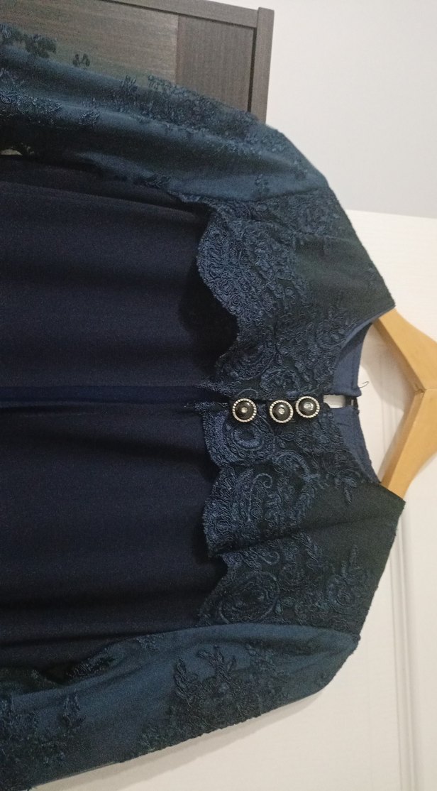 Uzun lacivert Gotik Kadın Elbise - Görsel 3