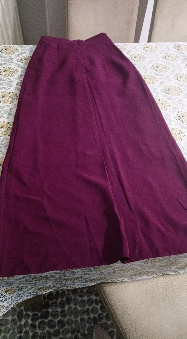 Bordo Uzun Drapeli Kadın Etek ve yelek - Görsel 2