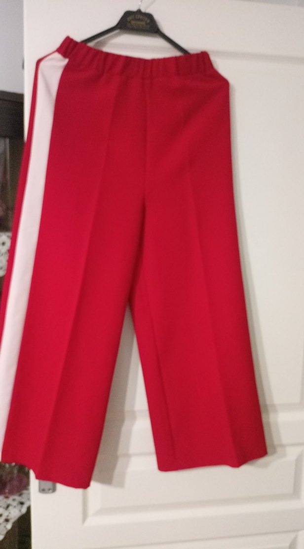 Uzun Kollu Kırmızı Kadın Triko takim tunik pantolon - Görsel 3