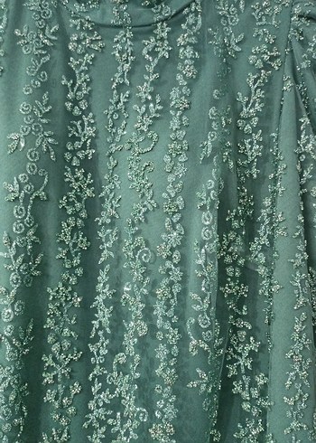 Püsküllü Yeşil Uzun Kollu Bohem Abiye Elbise - Görsel 2