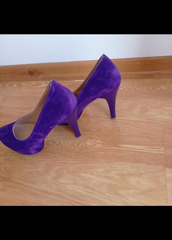 36 Beden Mor Süet Platform Topuklu Stiletto Kadın Ayakkabı