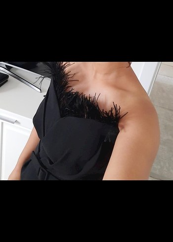 Kadın Siyah Tüylü Midi Tulum - Görsel 2