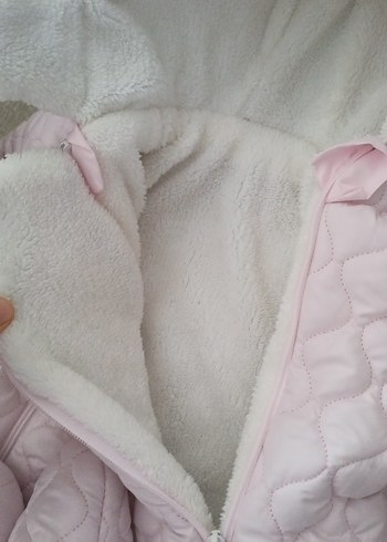 Kürklü Pembe Bebek Kış Tulumu - Görsel 2