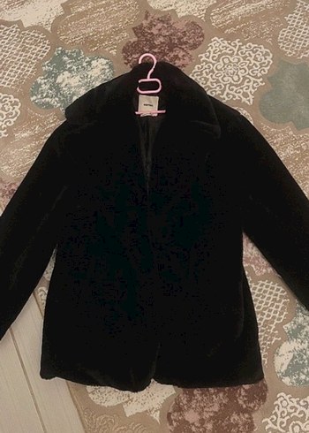 Siyah Kadın Kürk Detaylı Mont - Görsel 2