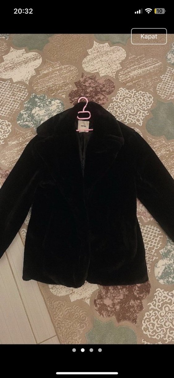 Siyah Kadın Kürk Detaylı Mont - Görsel 2