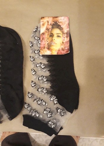 Diğer Diger bayan Çorapları Siyah Batik Desenli 3'lü