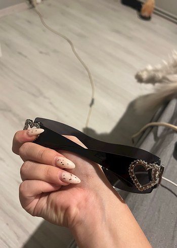 Beden gri Renk Gri Pul Detaylı Minimalist Biker Gözlük