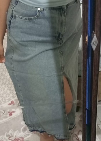 Kot Midi Boy Salaş Denim Etek - Görsel 3