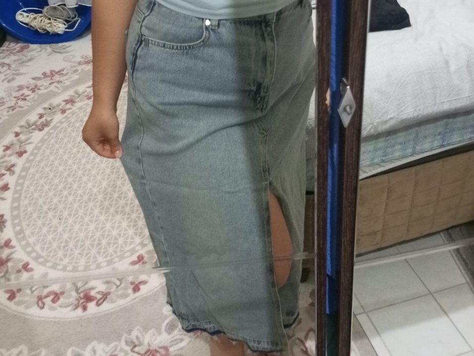 Kot Midi Boy Salaş Denim Etek - Görsel 3