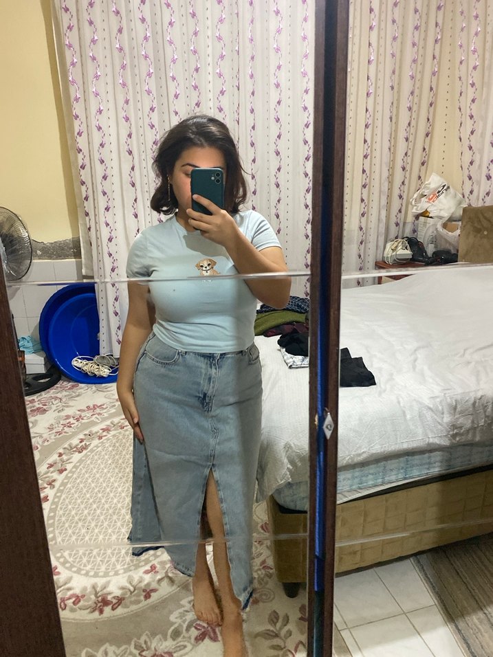 Kot Midi Boy Salaş Denim Etek - Görsel 4