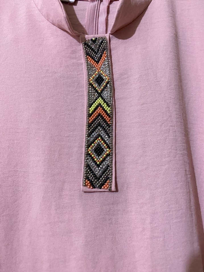 Pembe Uzun Kollu Salaş Bohem Tunik - Görsel 2