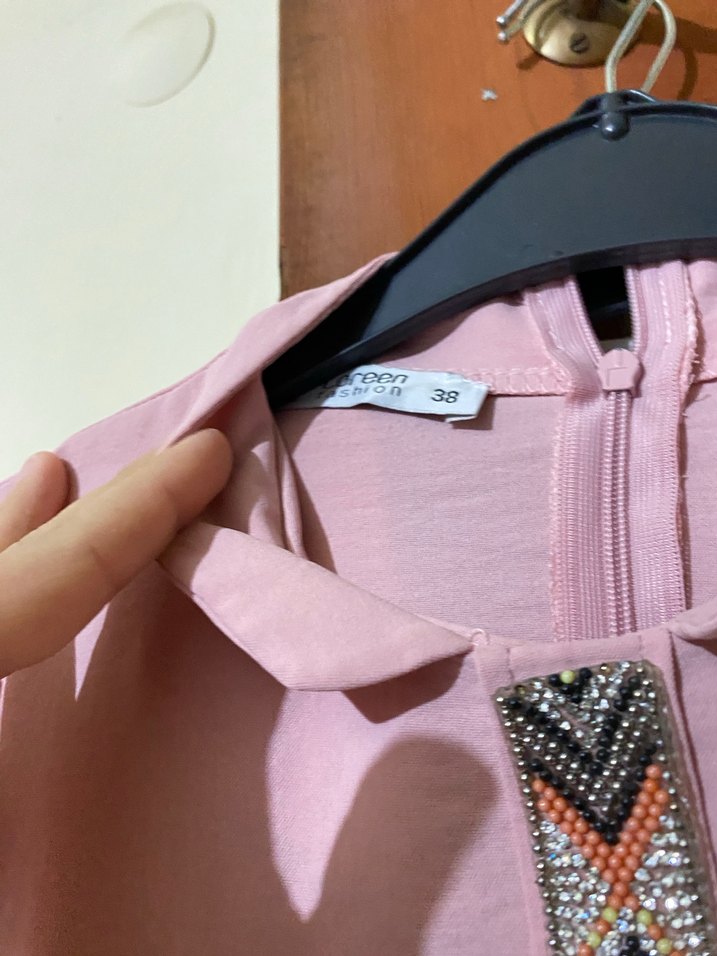 Pembe Uzun Kollu Salaş Bohem Tunik - Görsel 3