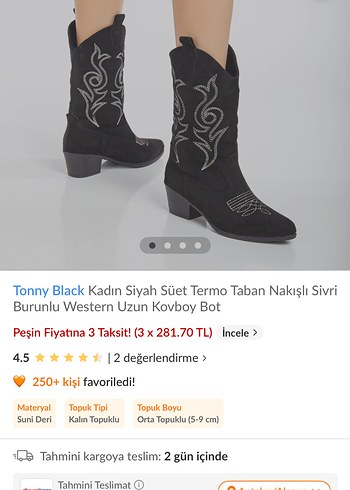 Siyah Nakışlı Süet Topuklu Kadın Çizme - Görsel 5