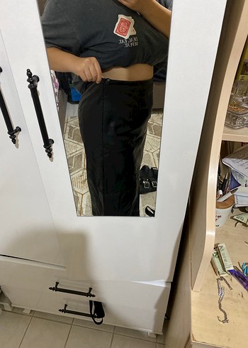 Drapeli Siyah Deri Uzun Etek - Görsel 8