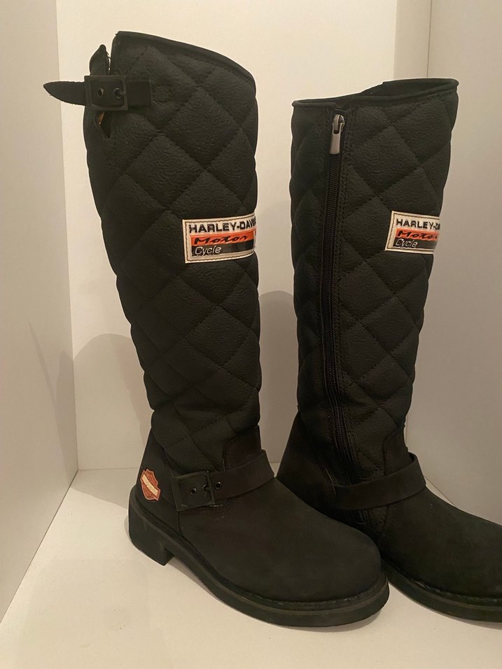 Kadın Siyah Deri Biker Dizaltı çizme - Görsel 2