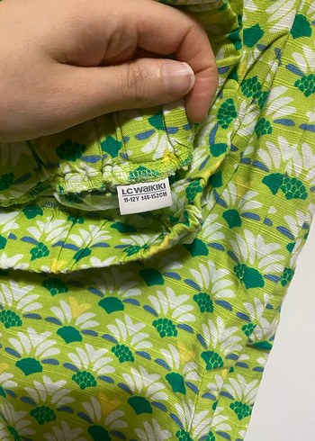 Yeşil çiçek desenli kız çocuk Kumaş Pantolon - Görsel 2