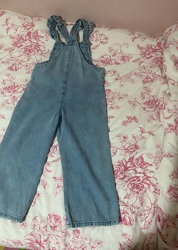 Kızlar İçin Mavi Denim Askılı Tulum - Görsel 2
