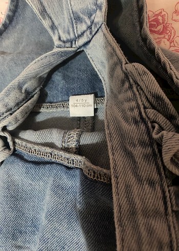 Kızlar İçin Mavi Denim Askılı Tulum - Görsel 3