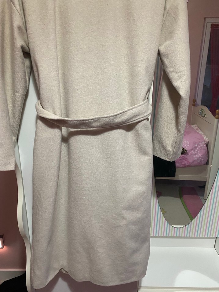 Bej Midi Kadın Kemerli Kaban - Görsel 2