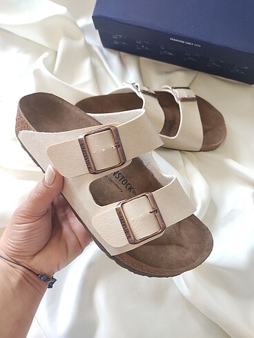 Birkenstock deri bej sedefli
