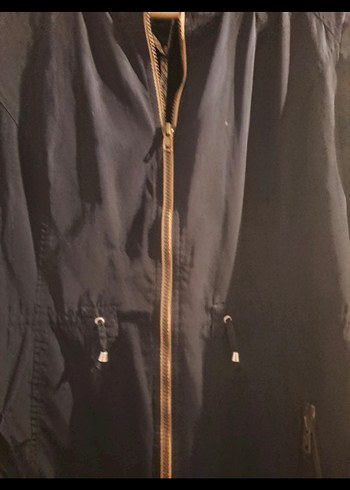 Fermuarlı lacivert Uzun Kadın Yağmurluk - Görsel 2