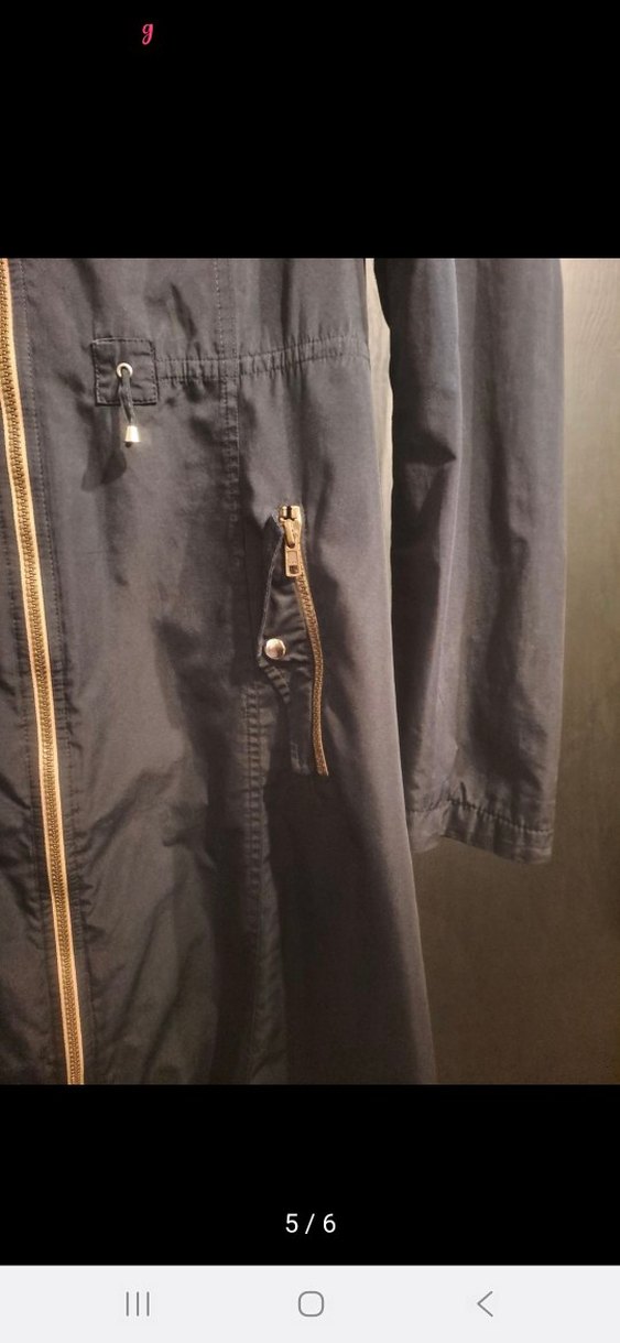 Fermuarlı lacivert Uzun Kadın Yağmurluk - Görsel 5