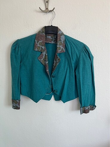 Keten crop ceket