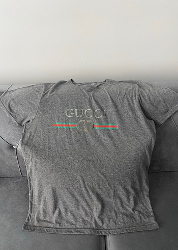 Gucci Gri Baskılı Erkek Tişörtü