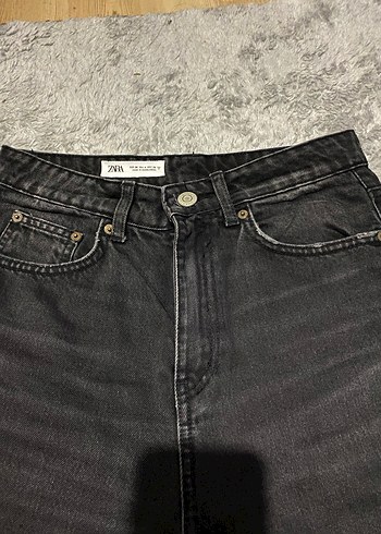 Düğmeli Siyah Bağlama Desenli Kadın Kot Pantolon - Görsel 3