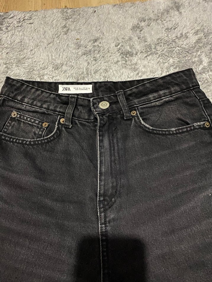 Düğmeli Siyah Bağlama Desenli Kadın Kot Pantolon - Görsel 3