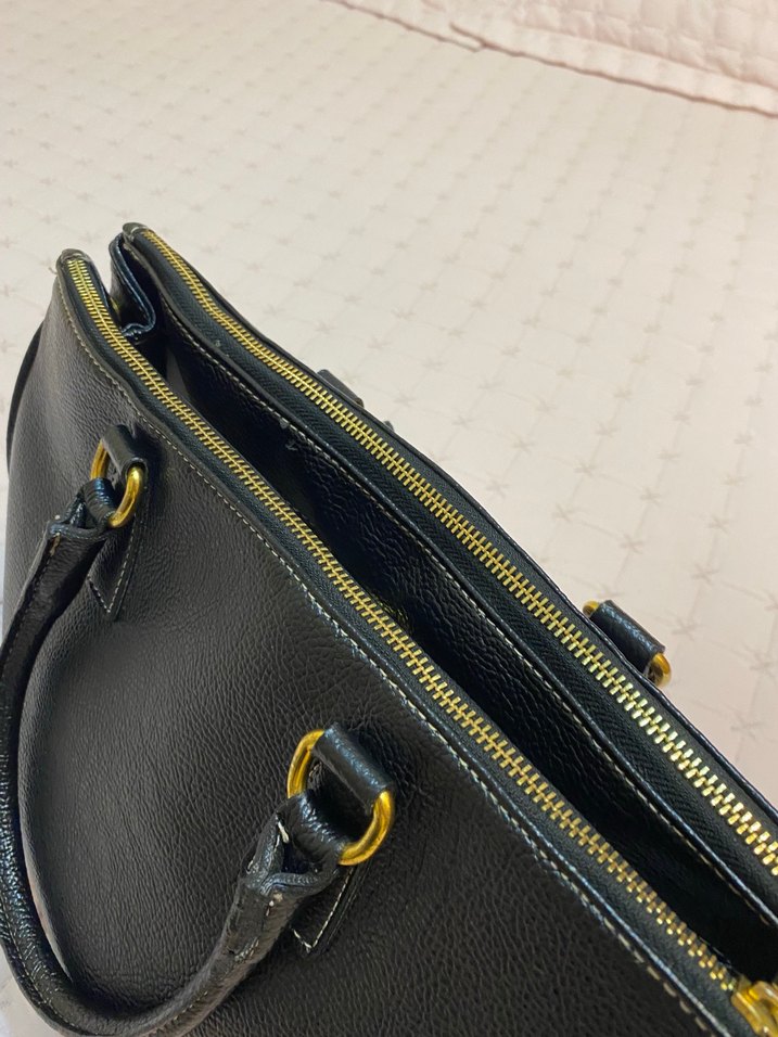 Siyah Deri Fermuarlı Kadın Çanta - Görsel 3