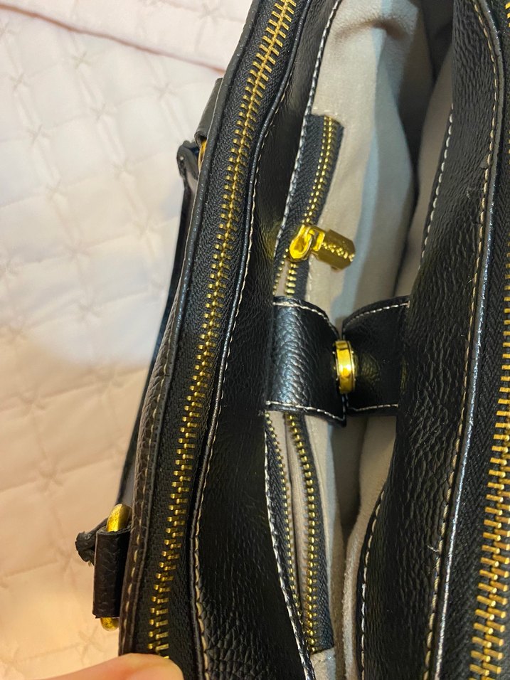 Siyah Deri Fermuarlı Kadın Çanta - Görsel 5