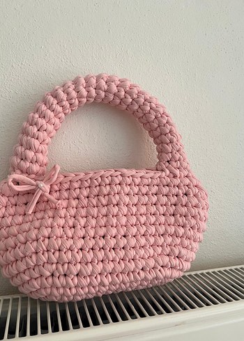 Pembe Örgü Kadın El Çantası - Görsel 3