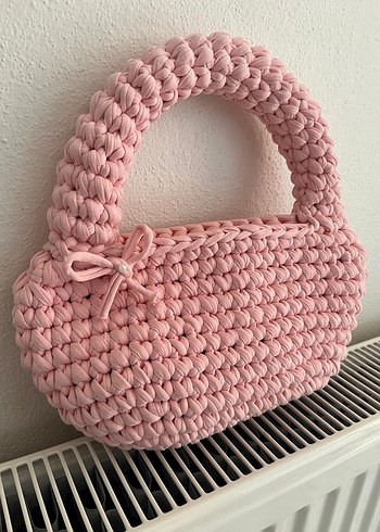 Pembe Örgü Kadın El Çantası - Görsel 2