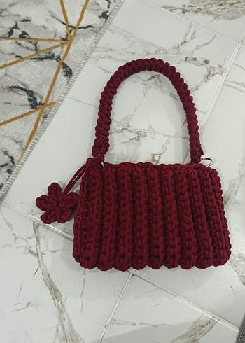 Bordo Örgü Kadın Çanta - Görsel 2