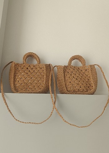 Bej Örgü Kadın Çanta pinterst model çanta - Görsel 2
