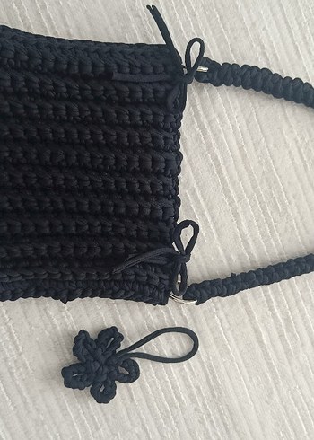 siyah örgü penye çanta - Görsel 2