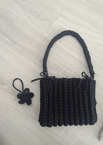 siyah örgü penye çanta - Görsel 3