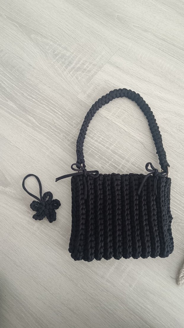 siyah örgü penye çanta - Görsel 3