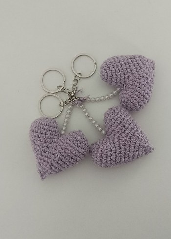 Mor Örgü Kalp Anahtarlık - Görsel 3