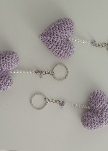 Mor Örgü Kalp Anahtarlık - Görsel 2