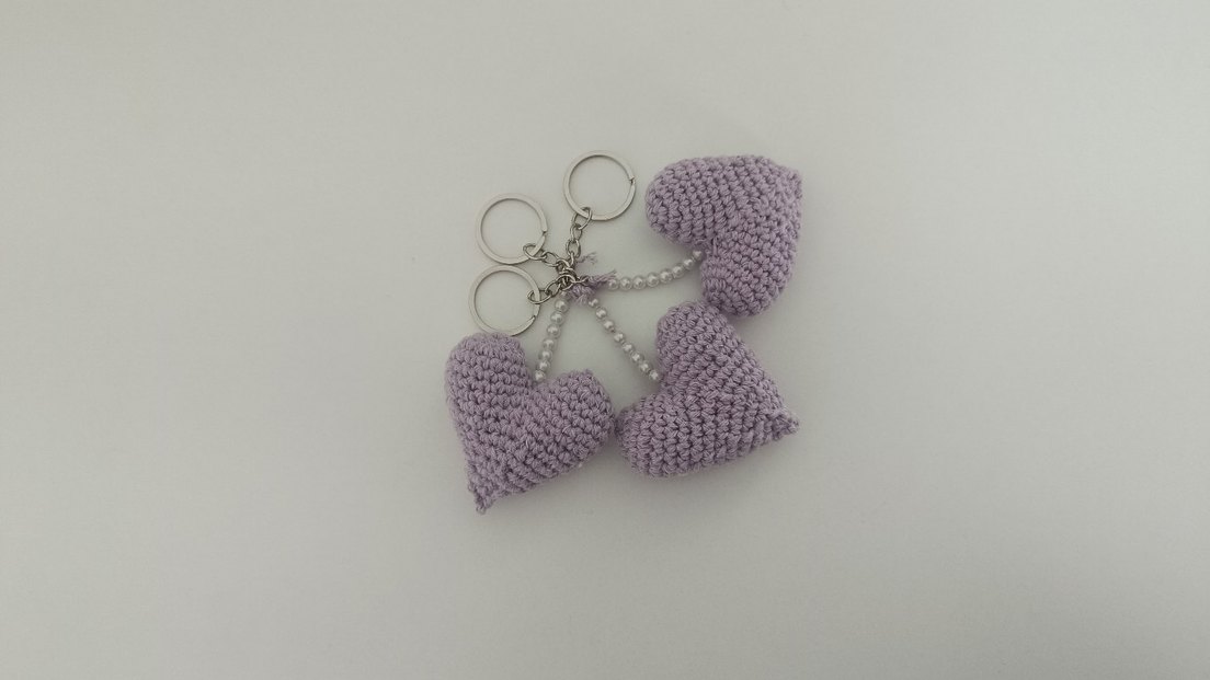 Mor Örgü Kalp Anahtarlık - Görsel 3