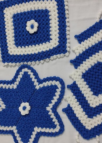 Pembe ve beyaz mavi  çiçek desenli el örgüsü lifler adet fiyatıd - Görsel 5