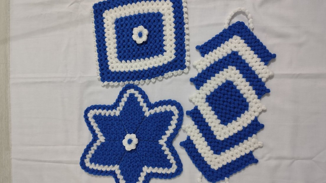 Pembe ve beyaz mavi  çiçek desenli el örgüsü lifler adet fiyatıd - Görsel 4