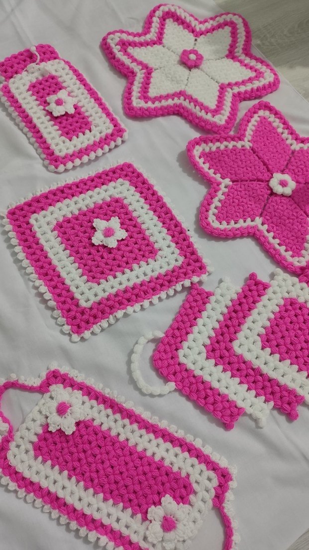 Pembe ve beyaz mavi  çiçek desenli el örgüsü lifler adet fiyatıd - Görsel 2