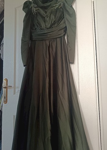 Siyah Uzun Kollu Drapeli Vintage abiye - Görsel 2