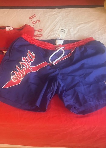 Kırmızı Kemerli Mini Erkek Deniz Şortu - Görsel 2