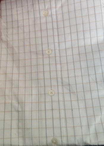 Düğmeli Beyaz Kareli Erkek Gömlek - Görsel 4