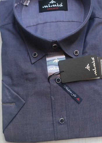 Erkek Mavi Denim Kısa Kollu Gömlek - Görsel 2